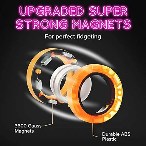 SCRATCHIEZ Magnetic Rings Fidget Toys for Adults and Children Kids | Glow in The Dark ADHD Fidget Rings | Best Magnet Toys – Finger Fidget Toys for Adults with Anxiety | Carrying Box for Work (6 Pack)