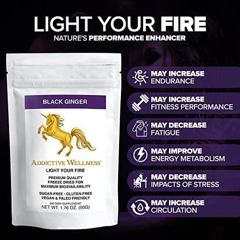 Addictive Wellness Thai Black Ginger Freeze Dried Powder 50g Kaempferia Parviflora Thai Ginseng
