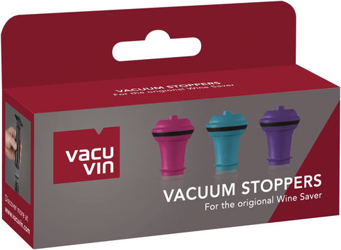 Vacu Vin Wine Saver Vacuum Stoppers Set of 6 Blue/Pink/Purple