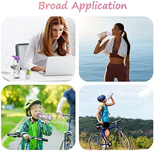 MELANIE'S POWER 24oz Motivational Sports Water Bottle with Time Marker, 720ml Water Bottle with Straw Leakproof BPA-Free Water Bottle for Children Cycling, Hiking( Sloth)