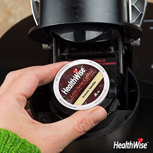 Healthwise French Vanilla Low Acid Coffee K-Cups - Acid Reflux, Heartburn, Gastro Issues - Healthier Coffee For Sensitive Stomachs - Available In 4 Different Flavors - 12 Count (Pack of 1)