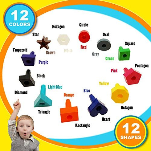 Skoolzy Montessori Toys for 1+ Year Old Girl Gifts. Christmas Sorting Toddler Toys. Boy Sensory Stacking Fine Motor Skills Educational Building Blocks. Toddlers Age 2 3 4 32pc Peg Kids Learning Games