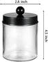 4 Pack Apothecary Jars Bathroom Vanity Storage Organizer Set -Countertop Canister with Stainless Steel Lids &Cute Stickers - Qtip Dispenser Holder for Qtips,Cotton Swabs,Makeup Sponges(Black)