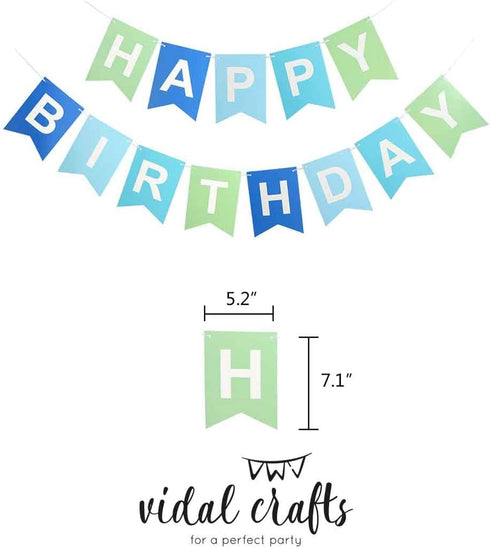 VIDAL CRAFTS 1st Birthday Boy Decorations, Happy Bday Bunting, High Chair Burlap Banner, Tissue Pom Poms, Balloons, Cake Topper, Party Hat, First Birthday Supplies- First Birthday Decorations for boys