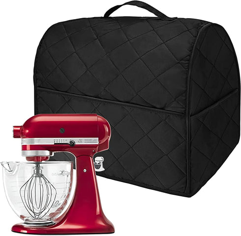 Augot Stand Mixer Cover with Handle Waterproof Mixer Covers for Kitchen, Mixer Dust Cover with Pocket for Extra Accessories, Black Blender Coffee Machine Protective Dust Covers for Mixer 4.5 & 5 Quart