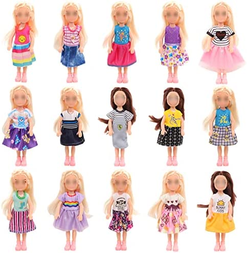 Funlight Chelsea Doll Clothes and Accessories 4 Dresses 4 Outfits 2 Shoes with Bonus 20 Rubber Band for 5.3 Inch Chelsea Doll
