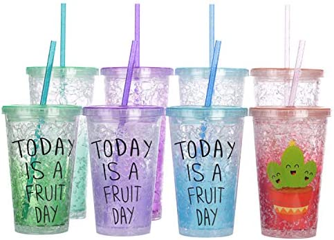 Dakoufish 11 Inch Reusable Tritan Plastic Straws, Replacement Glitter Sparkle Drinking Straws for 24 oz-40 oz Mason Jars/Tumblers,Dishwasher safe,Set of 12 with Cleaning Brush(6color,11inch)