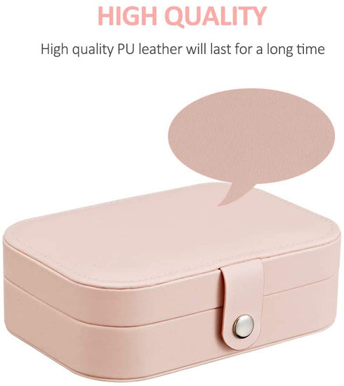 LATIT Small Jewelry Box for Women Girls,Portable Travel Mini Jewelry Organizer Box PU Leather Travel Jewelry Organizer Case Jewelry Holder Display for Ring Earrings Necklace Bracelet Bangle/Pink