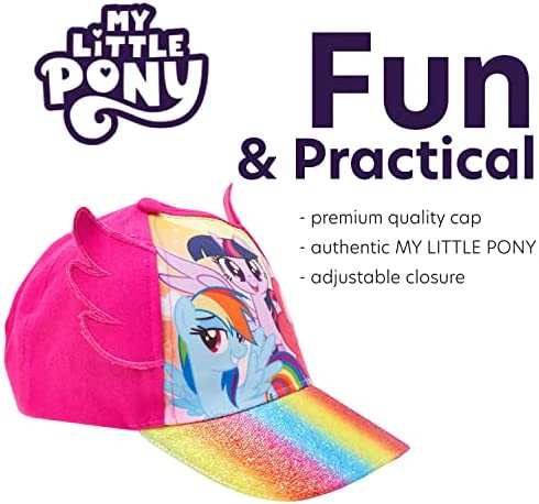 Hasbro Little Girls My Little Pony Cotton Baseball Cap, Rainbow Dash, Dimensional Ears, Age 4-7, Size Age 2-4, My Little Pink