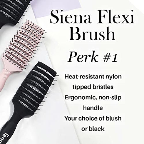 L'ANGE HAIR Siena Flexi Curved Vented Hair Brush | Detangle Brush with Nylon Bristles | Best Wet Brush for Tangles and Knots | Ideal Brush for men and women | Flexible Vented Hair Brushes for Airflow