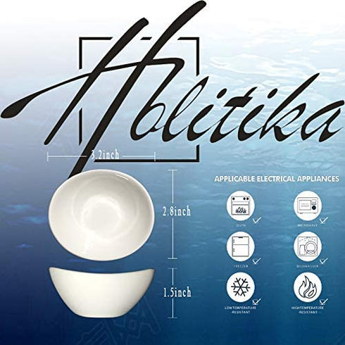 Holitika Sauce Dish - Olive Oil dipping dishes,Dipping Bowls Set, White Porcelain Dipping Sauce Bowls/Dishes for Soy Sauce, Ketchup, BBQ Sauce or Seasoning- 1 Oz,Set of 6,D1