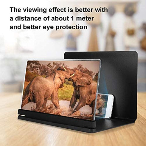 12’’ Screen Magnifier for Smartphone, Foldable HD Mobile Phone Screen Magnifier Phone Magnifying Screen Smartphone Magnifier for Viewing TV Projection Multi-Functional Phone Bracket Holder(Black)