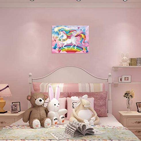 DIY 5D Unicorn Full Drill Diamond Painting by Number Art Kits for Adults Kids Home Wall Decor 11.8x15.7 inch (Unframe)