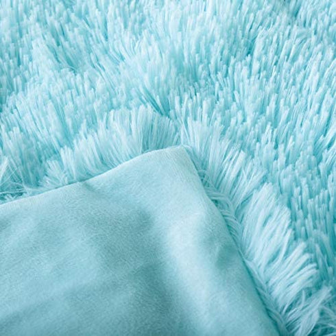 Reafort Luxury Long Hair, PV Fur, Faux Fur Body Pillow Cover/Case 21"x54" with Hidden Zipper Closure (Aqua, 21"X54" Pillow Cover)