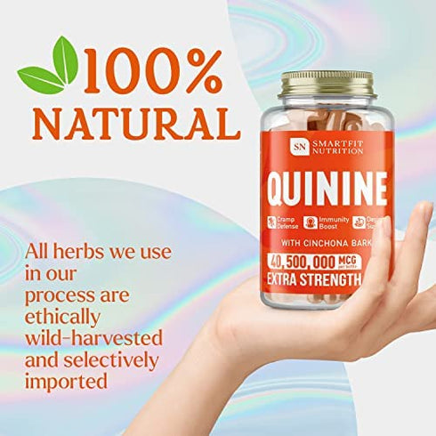 Quinine Tablets - Quinine Capsules with Cinchona Bark - Pills for Immune Support - Organic Quinine Supplement - Made in USA - Extra Strength Quinine Capsules - Herbal Quinine Pills