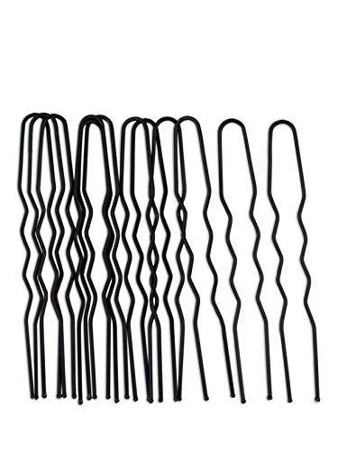 Black Large Sturdy 4" U Shaped Color Match Hair Pins for Thick Hair Buns, 12 Count