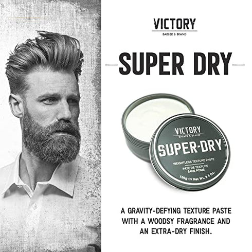 Super-Dry Men’s Hair Paste by Victory Barber & Brand | Men’s Hair Products Made in the USA | Matte Hair Product Men Like Better than Matte Hair Gels | Oil-Free Texture Paste for the Effortlessly Cool
