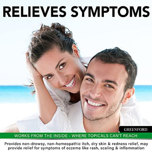 Eczema Treatment & Support for Natural Relief - Made in USA Dupixent Alternative - Skin Vitamins & Herbals for Eczema, Acne, Psoriasis, Rosacea Treatment with Zinc, Niacinamide & Probiotics - 60 caps
