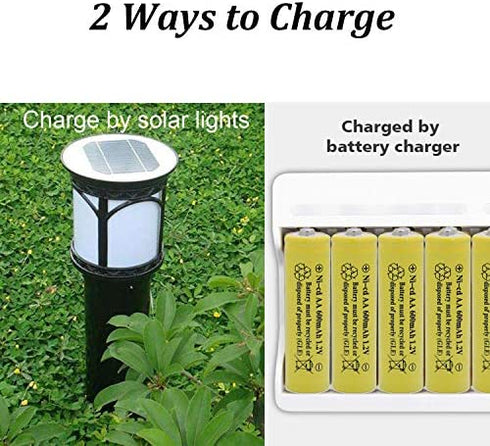 QBLPOWER Solar Light 1.2V AA Ni-CD 600mAh 2A Rechargable Batteries Cell for Garden/Lawn/Sidewalk Lamp (8 Pack AA Yellow)