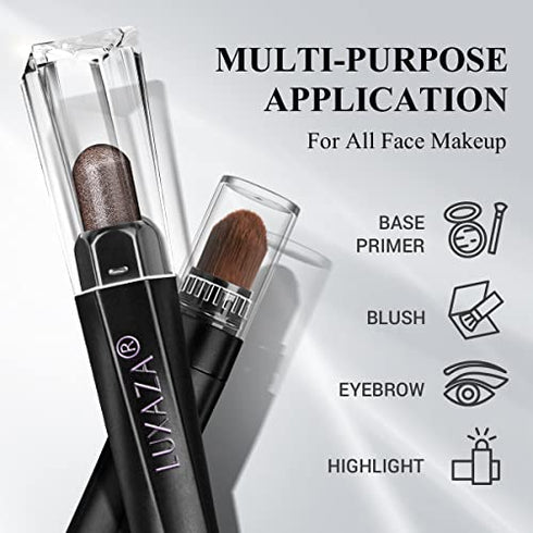 LUXAZA 6 PCS Brown Neutral Metallic Eyeshadow Stick Set, Champagne Cream Eye Shadow Pencil Crayon Brightener Highlighter Makeup Stick Kit, Hypoallergenic Waterproof Shimmer Eyeliner Make Up