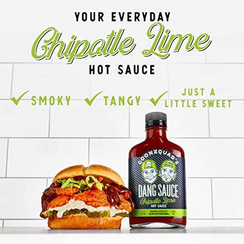 Hoff and Pepper Goonzquad Dang Sauce Handmade Chipotle Lime Hot Sauce Farm-Fresh Tennessee Peppers for the Jalapeno Pepper Hot Sauce Lover Keto Spicy Goodness Seasoning, (6.7 fl oz)