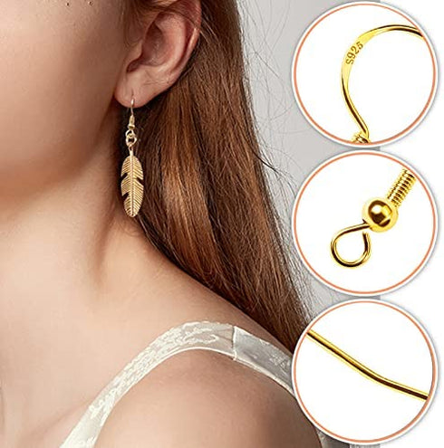 TOAOB 140pcs Earring Hooks Hypoallergenic 925 Sterling Silver Fish Hooks Ear Wires with Ball and Coil 7 Colors 18mm Nickel Free Earring Parts with Earring Backs for DIY Jewelry Making