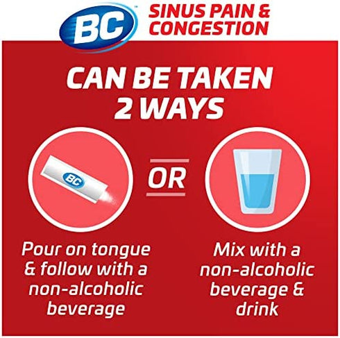 BC Powder Sinus Pain & Congestion Relief, Dissolve Packs, 4 Individual Packets, 6 Pack