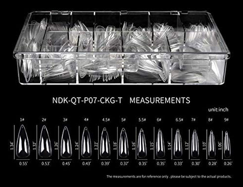 Michelle Gel Nail Tips Kit 500Pcs Pre-shaped Clear Full Cover False Nails for Gel Art Polish, Soak Off Easy Nail Extensions Acrylic Nails False Press on Nail Tips