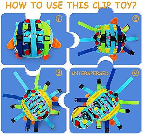 beetoy Sensory Buckle Pillow Zipper Toys for Toddlers 1-3, Toddler Travel Toys for Plane Car, Learning Activity Toys - Develop Fine Motor Basic Life Skills, Baby Quiet Toys Ideal Gift for 12 Months+
