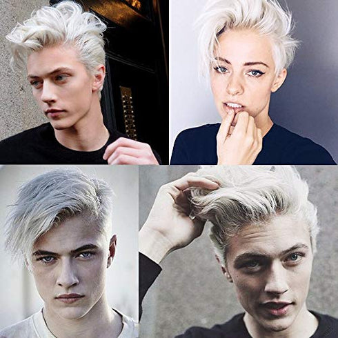 Temporary Hair Color Wax, White Hair Dye Natural Instant Hairstyle Cream or Hairstyle Wax for Women & Men Party, Cosplay, Date (White)
