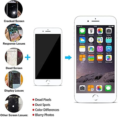 Mobkitfp for iPhone 7 Screen Replacement White with Camera+Sensors+Earpiece Full Assembly 4.7 inch LCD Screen 3D Touch Display Digitizer for A1660,A1778,A1779 with Repair Tools+Adhesive Seal
