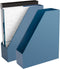 Alfion Magazine File Organizer | Holder for Desk or Bookshelf Use 2-Pack (Navy Blue)