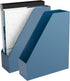 Alfion Magazine File Organizer | Holder for Desk or Bookshelf Use 2-Pack (Navy Blue)