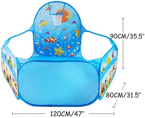 Dressbar Kids Ball Pit with Basketball Hoop Pop Up Children Play Tent, Ocean Pool Baby Playpen ,Portable Toys Gifts for Girls Boys Toddlers 2 3 4 5 6 12 Months Year Old (Balls not Included)