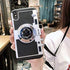 Awsaccy Emily in Paris Phone Case iPhone XR Camera Case Vintage Cover Cute 3D Cool Unique Camera Design Case PC Silicone Cover with Removable Neck Strap Lanyard for Girls Women Black