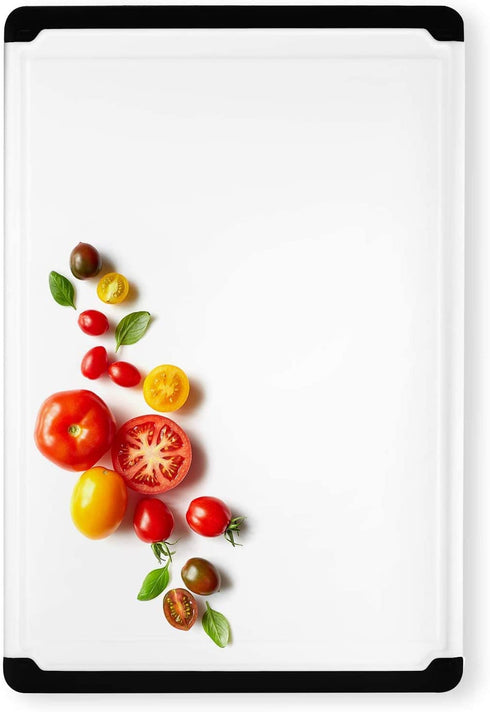 Large Cutting Board with Juice Groove - 17.75" Plastic Kitchen Chopping Board for Meat Cheese and Vegetables Heavy Duty Serving Tray