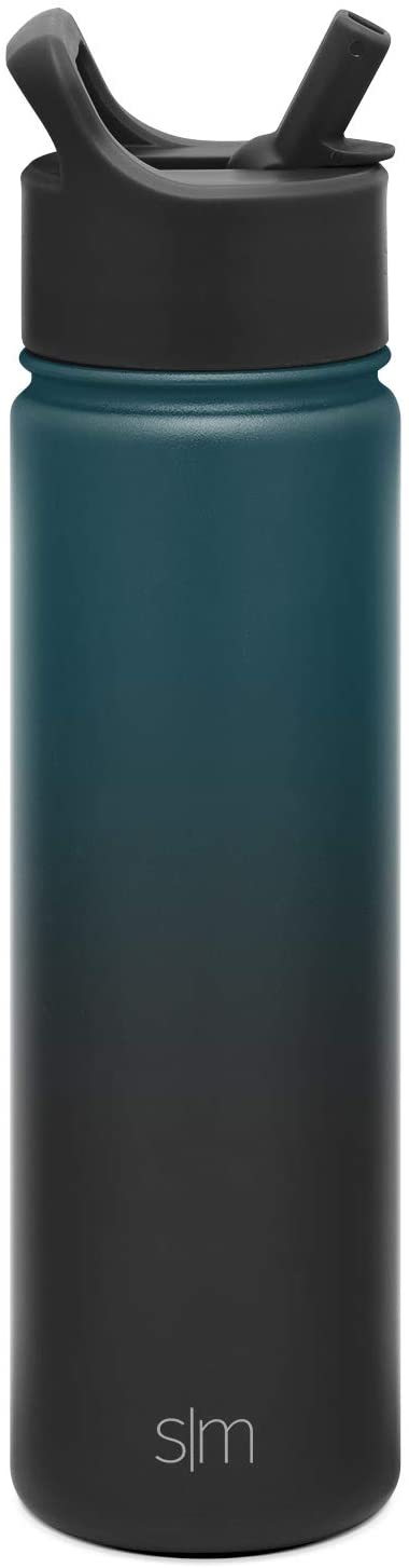 Simple Modern Water Bottle with Straw Lid Vacuum Insulated Stainless Steel Metal Thermos | Reusable Leak Proof BPA-Free Flask for Gym, Travel, Sports | Summit Collection | 22oz, Moonlight