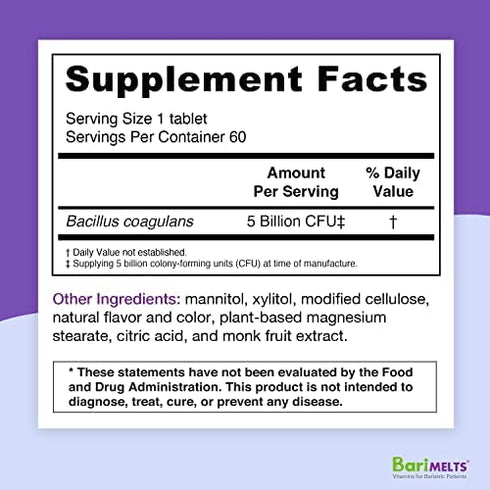 BariMelts Probiotic, Dissolvable Bariatric Vitamins, Natural Cherry Flavor, 60 Fast Melting Tablets