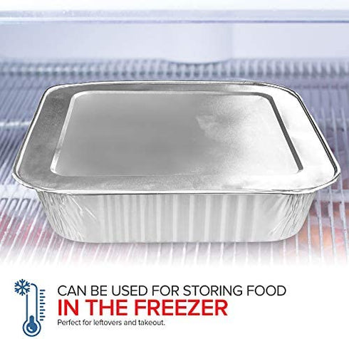 8x8 Foil Pans with Lids (10 Pack) 8 Inch Square Aluminum Pans with Covers - Foil Pans and Foil Lids - Disposable Food Containers Great for Baking Cake, Cooking, Heating, Storing, Prepping Food