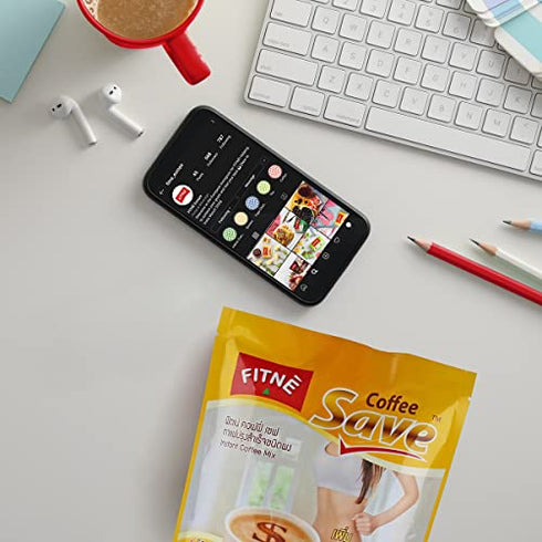 FITNE Instant 3 In 1 Coffee Packets Mix With L-Carnitine For Workout Exercise Vitamin B1 B2 B6 Smooth Blend No Sugar Sucralose Sweetener, 10 Sticks