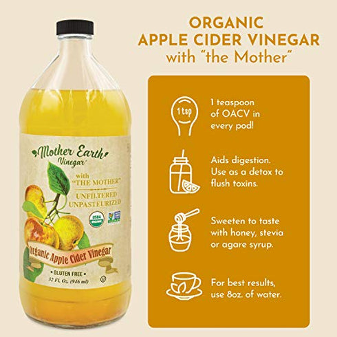 Superfood K-Cup Tea Pods – Organic Apple Cider Vinegar Fruit and Herb with The Mother for Daily Wellness. Mother Earth Essentials presents Snappy Ginger Lemon Savory in 12 Single Serving Pods. Keurig compatible.