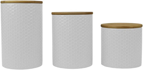 Home Basics Ceramic Canister (Small, White Honeycomb)