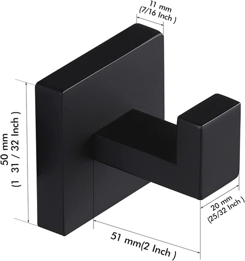 KES Towel Hook for Bathroom Coat Hook Wall Mounted Robe Hook SUS 304 Stainless Steel Matt Black 2 Pack, A22560-BK-P2