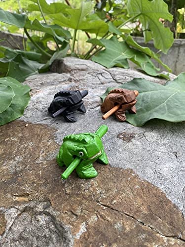 Guiros Percussion Instruments Wooden Frog 3 Pieces Set of 2.5-2.75 Inch Small Wood Carving Black Frog Musical Instrument, wooden frog musical instrument.