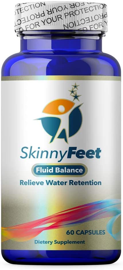 Skinny Feet Water Retention and Swelling Support – Reduces Overall Body Fluid Retention -Including Feet, Ankles, Legs, Hands. Natural Edema Supplement (60 Capsules).
