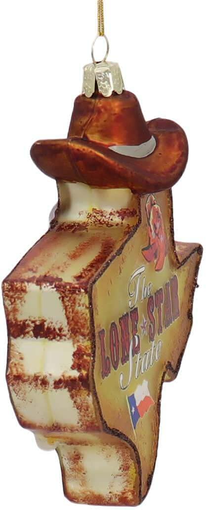 Kurt S. Adler 4.875-Inch Glass Texas Ornament, Multi