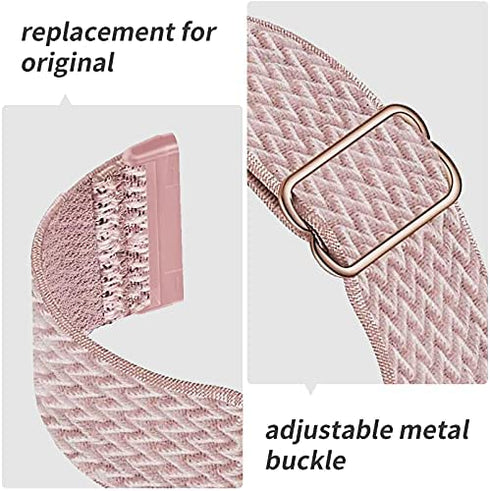 UHKZ 4 Pack Elastic Nylon Bands Compatible with Fitbit Versa 3/Fitbit Sense,Stretchy Fabric Sport Band for Fitbit Versa Smart Watch for Women Men,Black/Rose Pink/White/Smokey Mauve