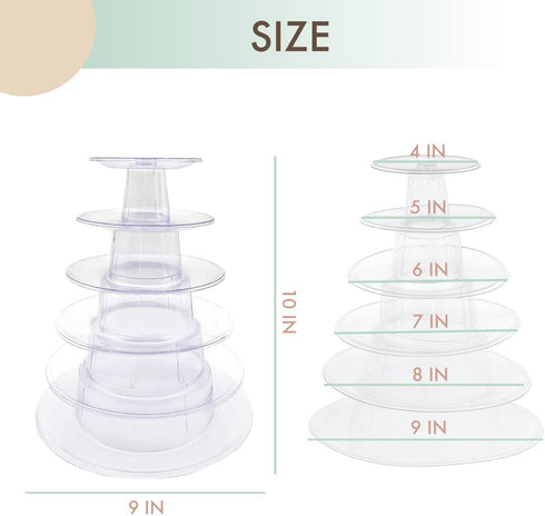 Round Macaron Tower Stand, 6 Tiers Cupcake Holder Stand Cake Display Rack Adjustable Tiers for Wedding Birthday Party Decor