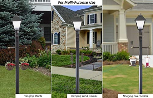Solus SCA-335BK 15" Aluminum Cross Arm Ladder Rest for Outdoor Lamp Posts and Poles, Easy to Mount, Maintenance Free and Weather Resistant, Black Bar with Gold Caps