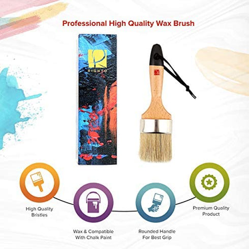 Chalked Paint Brush & Wax Brush 2.5" for Furniture Wood & Stencils - Compatible with Rustoleum, Annie Sloan, & Waverly Chalk Paint for Furniture & Compatible with Annie Sloan Dark & Light Furniture